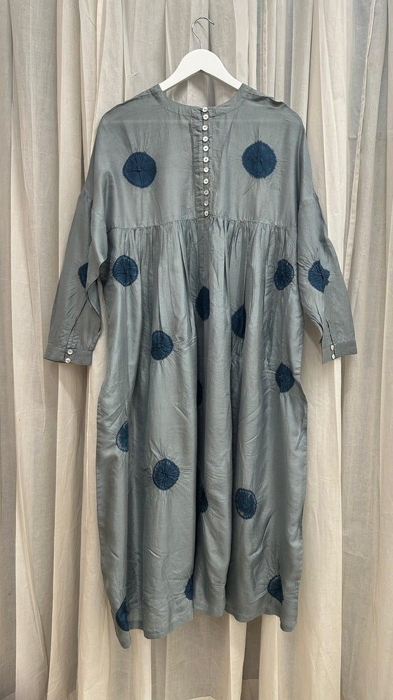 Polka Dress-Grey/Navy