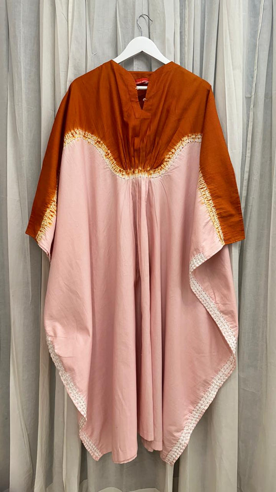 Taking Turns Kaftan-Rust/Pink