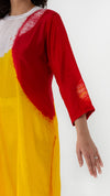 CHROME-RED INTERSECTING CIRCLE KURTA